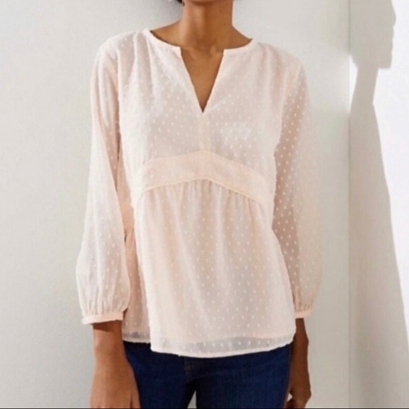 LOFT Tops - LOFT Blush Swiss Dot Blouse